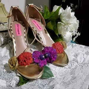 Betsey Johnson Open Toe Flower High Heels